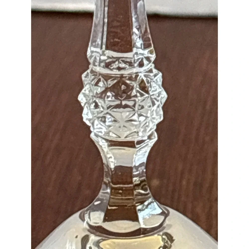 Set of 3 Vintage Clear Martini Glasses Faceted Stem Diamond Cut Detail 7.25in